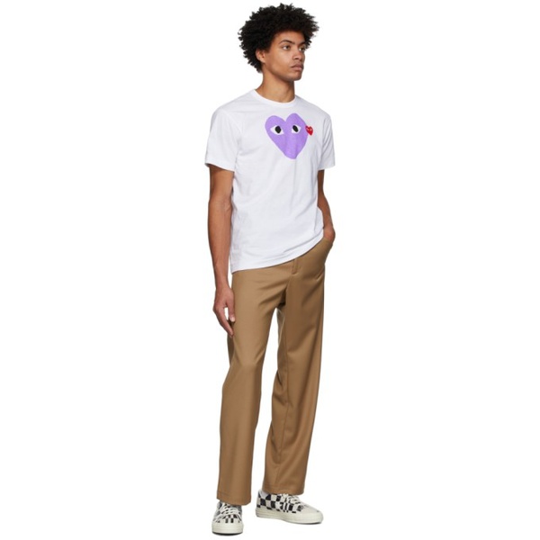  COMME des GARCONS PLAY White & Purple Big Heart T-Shirt 221246M213055