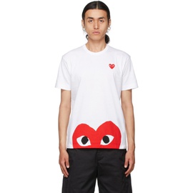 COMME des GARCONS PLAY White & Red Half Heart T-Shirt 212246M213007