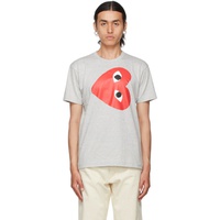 COMME des GARCONS PLAY Grey & Red Horizontal Heart T-Shirt 212246M213021