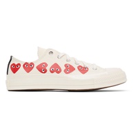 COMME des GARCONS PLAY 오프화이트 Off-White 컨버스 Converse 에디트 Edition Multiple Hearts Chuck 70 Low Sneakers 212246M237083