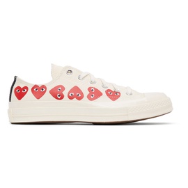 COMME des GARCONS PLAY 오프화이트 Off-White 컨버스 Converse 에디트 Edition Multiple Hearts Chuck 70 Low Sneakers 212246M237083