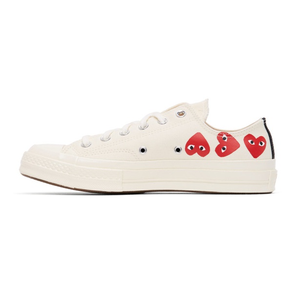  COMME des GARCONS PLAY 오프화이트 Off-White 컨버스 Converse 에디트 Edition Multiple Hearts Chuck 70 Low Sneakers 212246M237083
