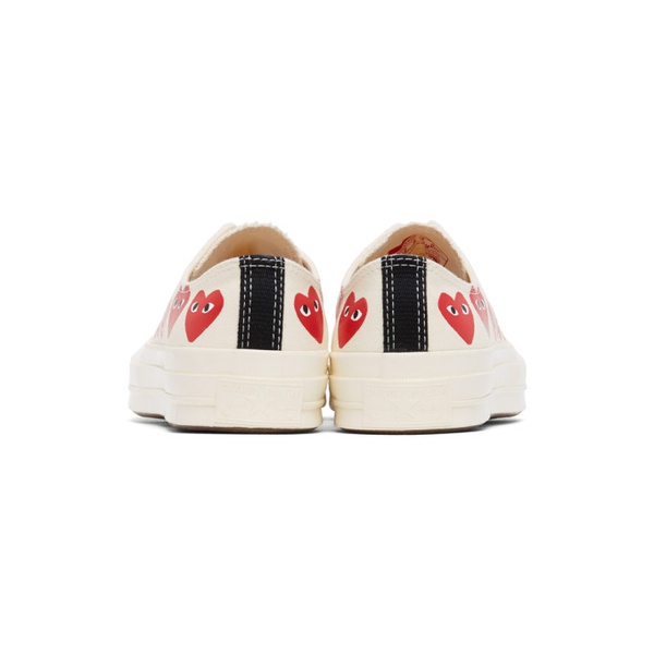  COMME des GARCONS PLAY 오프화이트 Off-White 컨버스 Converse 에디트 Edition Multiple Hearts Chuck 70 Low Sneakers 212246M237083