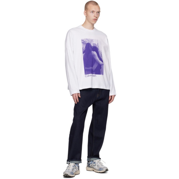 캘빈클라인 Calvin Klein White Frisbee Long Sleeve T-Shirt 222824M213002