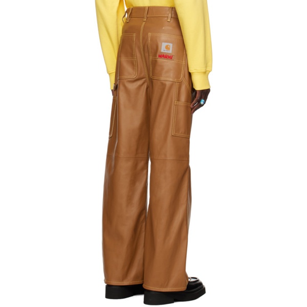 칼하트 마르니 Marni Tan Carhartt WIP 에디트 Edition Single Knee Leather Pants 231379M189000