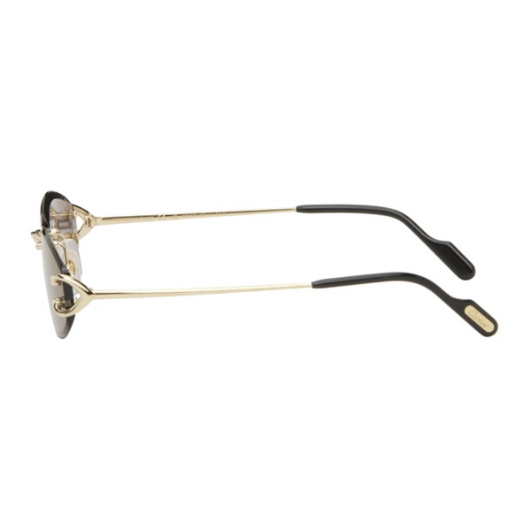  Cartier Gold Signature C Geometrical Metal Sunglasses 242346F005011