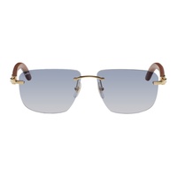 Cartier Brown & Gold Rectangular Sunglasses 241346M134009