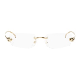 Gold Panthere de Cartier Glasses 242346M133014