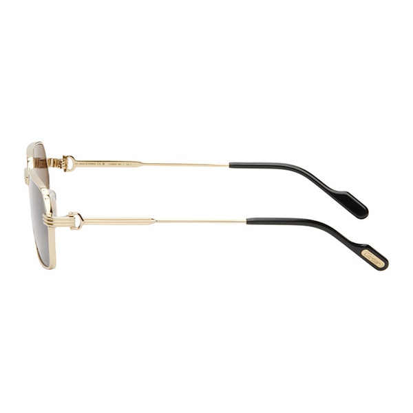 Cartier Gold Rectangular Sunglasses 242346M134023