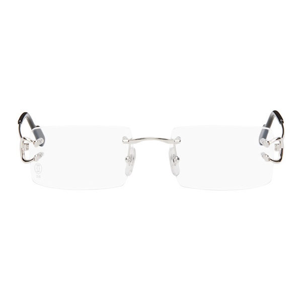  Cartier Silver Rimless Glasses 242346M133005