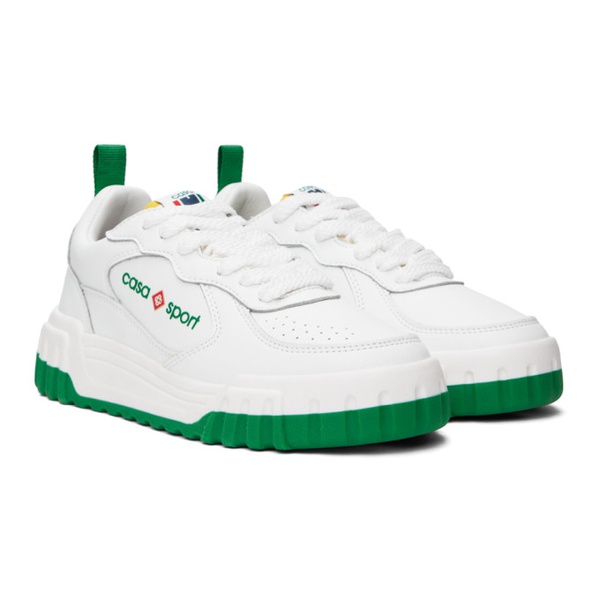  카사블랑카 Casablanca White & Green The Court Sneakers 232195M237002