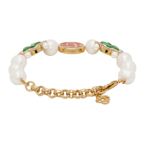  카사블랑카 Casablanca Gold & White Gradient Flower Bracelet 241195M142000