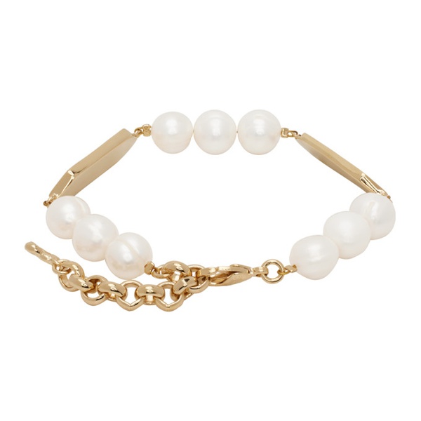  카사블랑카 Casablanca Gold & White Laurel Pearl Bracelet 241195M142001