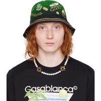 카사블랑카 Casablanca Green La Boite A Bijoux Bucket Hat 241195M140003