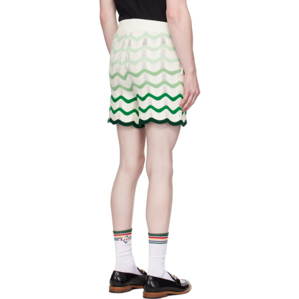  카사블랑카 Casablanca White & Green Wavy Gradient Shorts 241195M193004