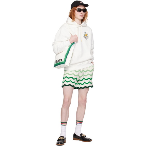  카사블랑카 Casablanca White & Green Wavy Gradient Shorts 241195M193004