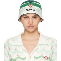 카사블랑카 Casablanca Green Stripe Crochet Bucket Hat 241195F015000