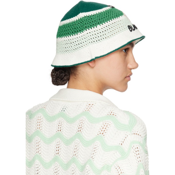  카사블랑카 Casablanca Green Stripe Crochet Bucket Hat 241195F015000