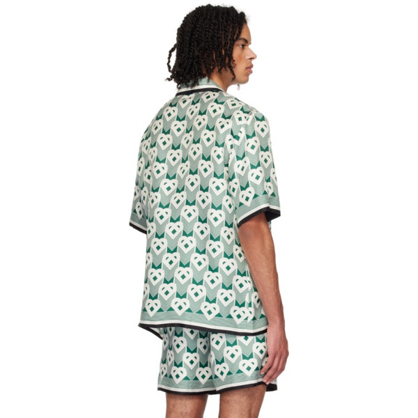  카사블랑카 Casablanca White & Green Printed Shirt 241195M192036