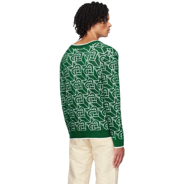  카사블랑카 Casablanca Green Heart Monogram Sweater 232195M201000