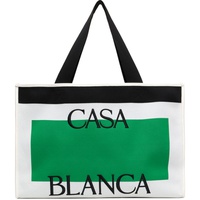 카사블랑카 Casablanca White & Green Knitted Shopper Tote 241195M172006