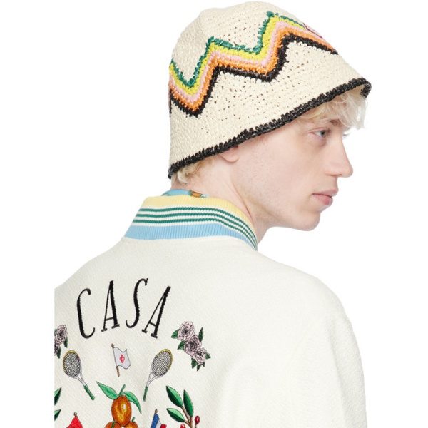  카사블랑카 Casablanca 오프화이트 Off-White Crochet Bucket Hat 241195M140009