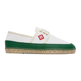 카사블랑카 Casablanca White & Green Perforated Leather Classic Espadrilles 241195M229000