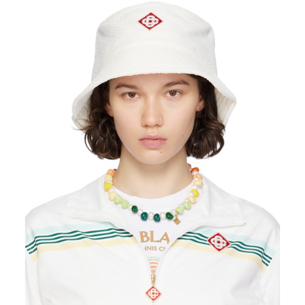  카사블랑카 Casablanca White Diamond Logo Bucket Hat 241195F015002