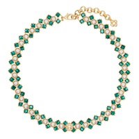 카사블랑카 Casablanca Gold & Green Crystal & Pearl Necklace 241195F023004