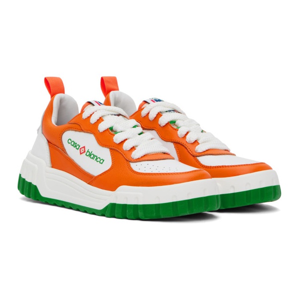  카사블랑카 Casablanca White & Orange Court Sneakers 241195F128004