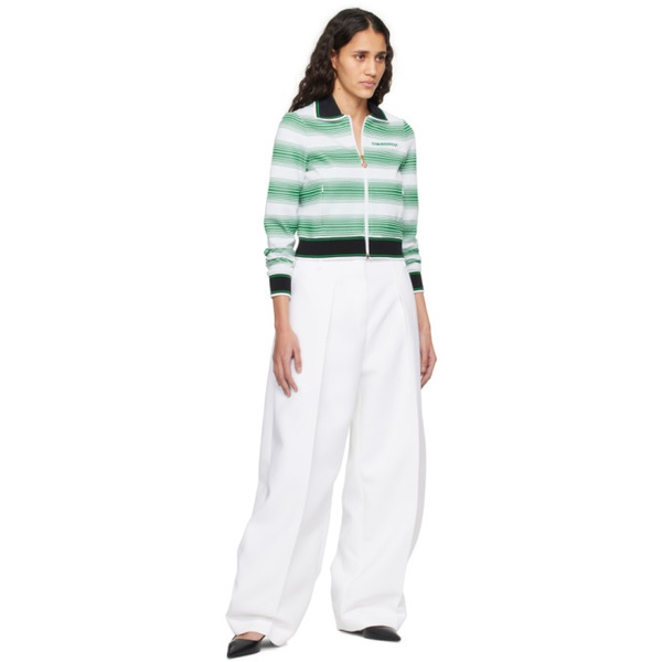  카사블랑카 Casablanca White & Green Striped Track Jacket 241195F097001