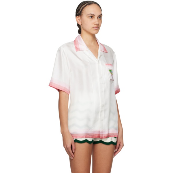  카사블랑카 Casablanca White & Pink Tennis Club Icon Shirt 241195F109002