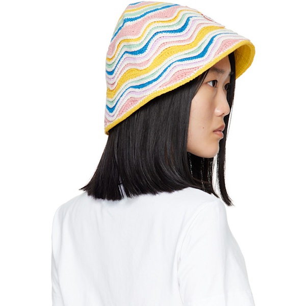  카사블랑카 Casablanca Multicolor Zig Zag Crochet Bucket Hat 242195F015001