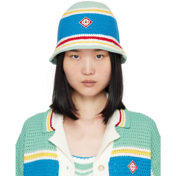  카사블랑카 Casablanca Multicolor Stripe Crochet Bucket Hat 242195F015000