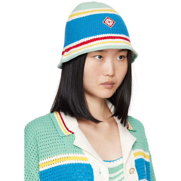  카사블랑카 Casablanca Multicolor Stripe Crochet Bucket Hat 242195F015000