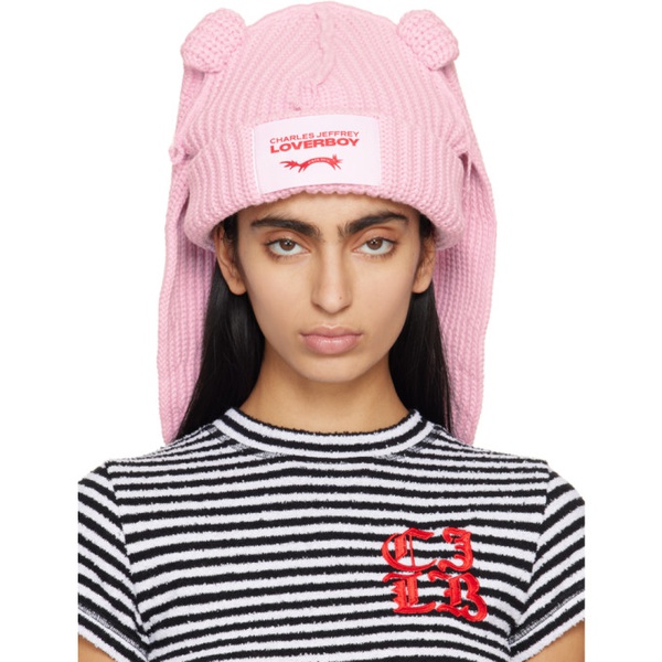  찰스 제프리 리버보이 Charles Jeffrey LOVERBOY Pink Chunky Rabbit Beanie 241101F014024