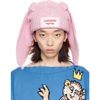 찰스 제프리 리버보이 Charles Jeffrey LOVERBOY Pink Chunky Rabbit Beanie 241101M138019