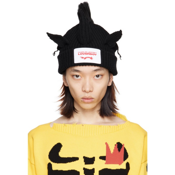  찰스 제프리 리버보이 Charles Jeffrey LOVERBOY Black Chunky Unicorn Beanie 241101M138022