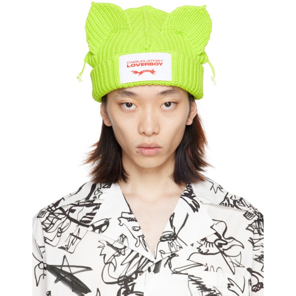  찰스 제프리 리버보이 Charles Jeffrey LOVERBOY Green Chunky Ears Beanie 241101M138018