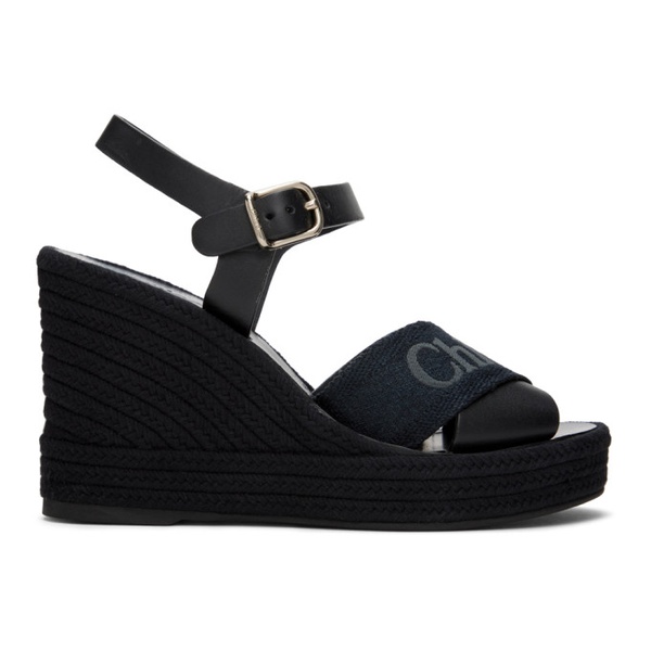 끌로에 Chloe Black Piia Wedge Heeled Sandals 241338F125002