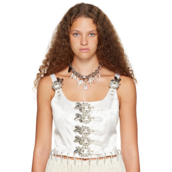  초포바 로위나 Chopova Lowena SSENSE Exclusive Silver Wedding Pearl Chain Necklace 232529F023012