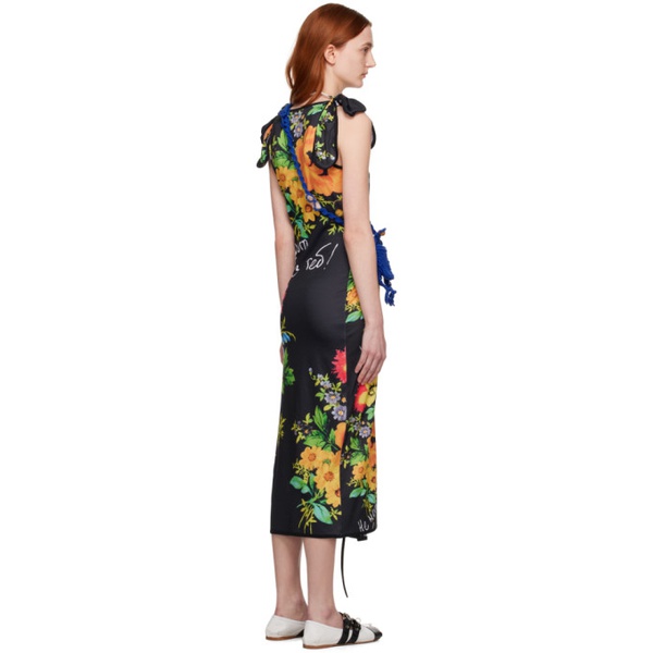  초포바 로위나 Chopova Lowena SSENSE Exclusive Black Neon Floral Midi Dress 231529F054007