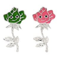 초포바 로위나 Chopova Lowena Silver & Multicolor Long Rose Earrings 231529F022008