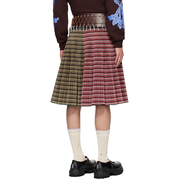 초포바 로위나 Chopova Lowena Red & Green June Knee Carabiner Skirt 242529M193008