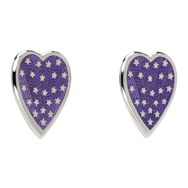  초포바 로위나 Chopova Lowena Purple & Silver Dark Heart Earrings 242529M144002