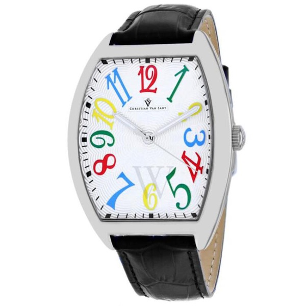  Christian Van Sant MEN'S Royalty II Leather White Dial Watch CV0379