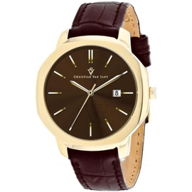 Christian Van Sant MEN'S Octavius Slim Leather Brown Dial Watch CV0537