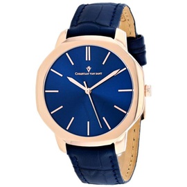 Christian Van Sant MEN'S Octavius Slim Leather Blue Dial Watch CV0535