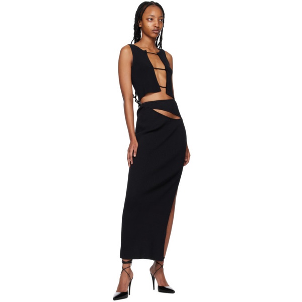  크리스토퍼 에스버 Christopher Esber Black Hip Slash Maxi Skirt 231311F092006