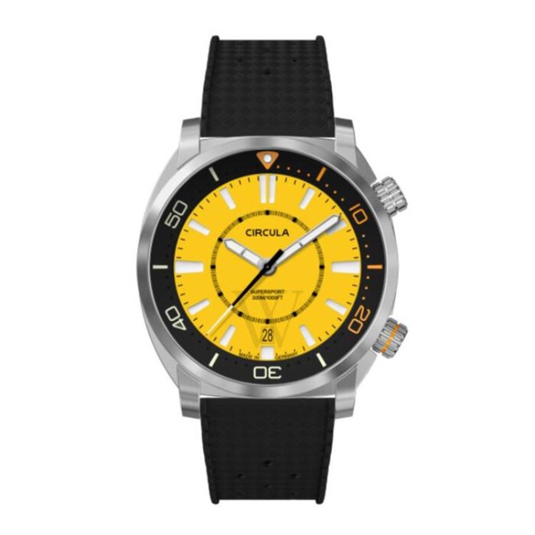  Circula MEN'S Supersport Rubber Yellow Dial Watch SE-ST-YS